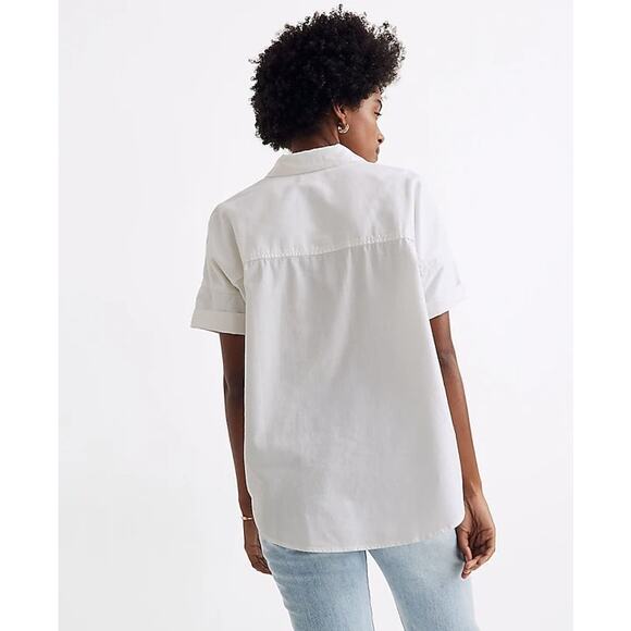 NEW Madewell White Cotton Courier Button DownOversized Boxy Classic Shirt L - Picture 2 of 9
